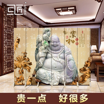  Partition screen Chinese myth Buddha Buddha bodhisattva folding entrance Household bedroom living room solid wood folding screen room barrier