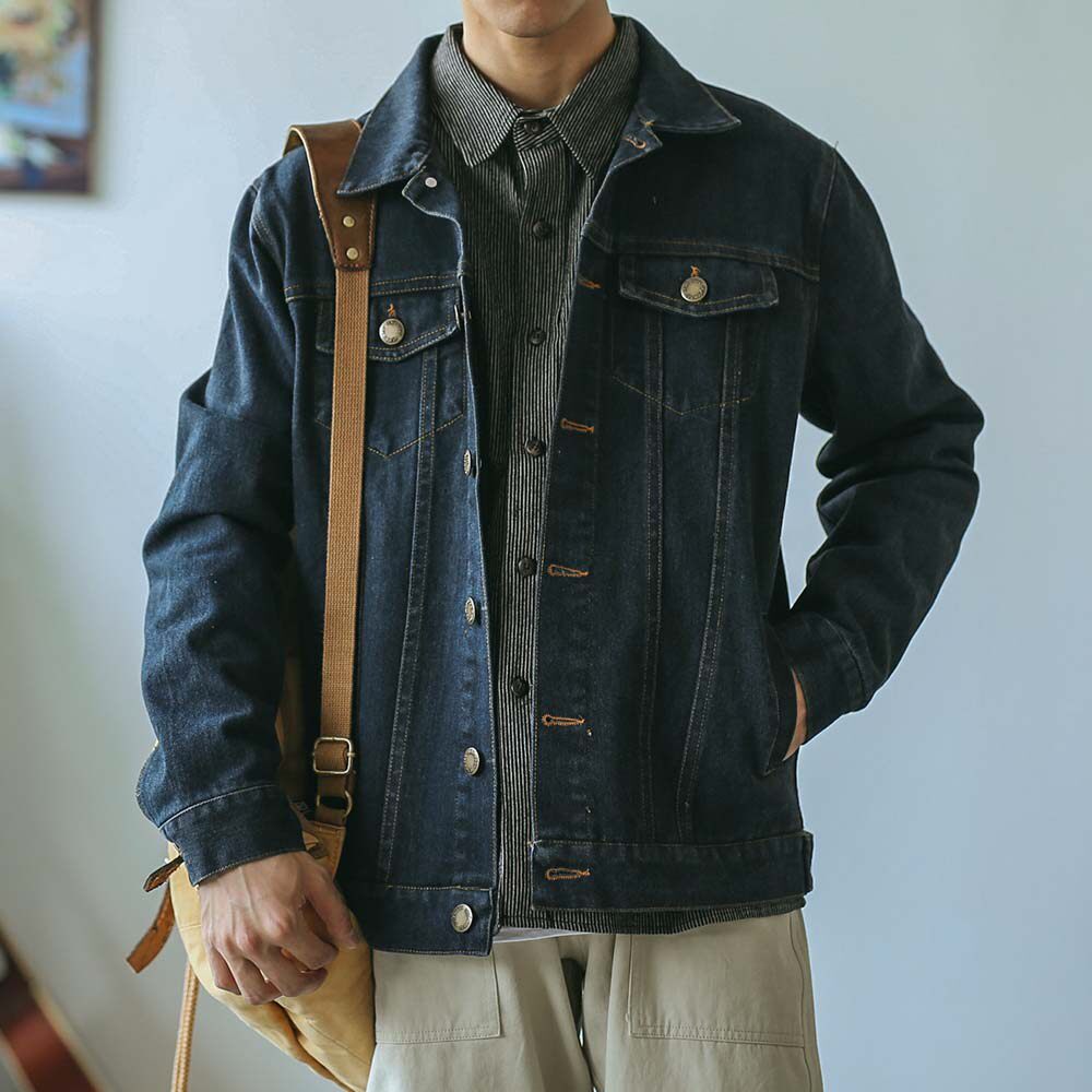 Hey Ma Seven-Time Japanese Renaissance Tide Autumn Lax Cowboy Cowboy Couple Jacket