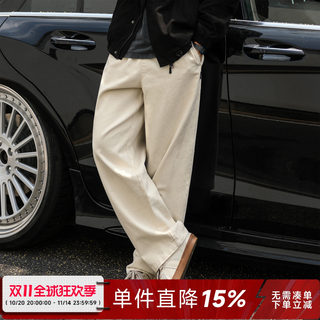 嘿马七作美式复古秋季男士高街直筒裤潮牌宽松休闲裤工装长裤子男