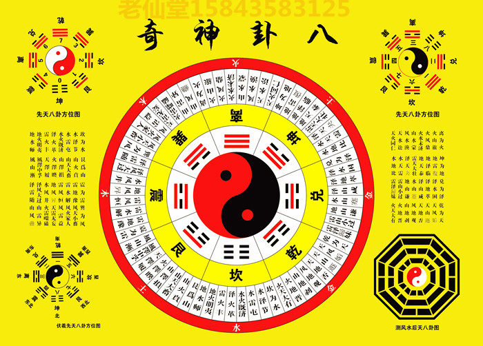 The Old Fairy Hall Taoism (Tai Chi Wonder Eight Divination Diagrams) Taoist Supplies 50 * 70 cm Size can be set