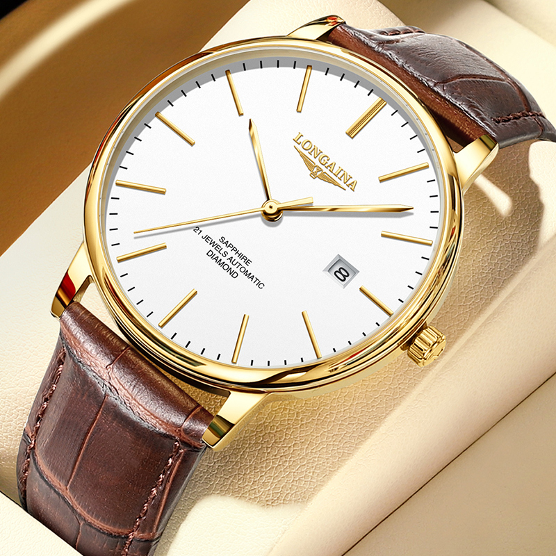 Swiss Genuine Longaina Watch Men's Fully Automatic Mechanical Watch Business Elegant Fashion Ultra-Thin Waterproof