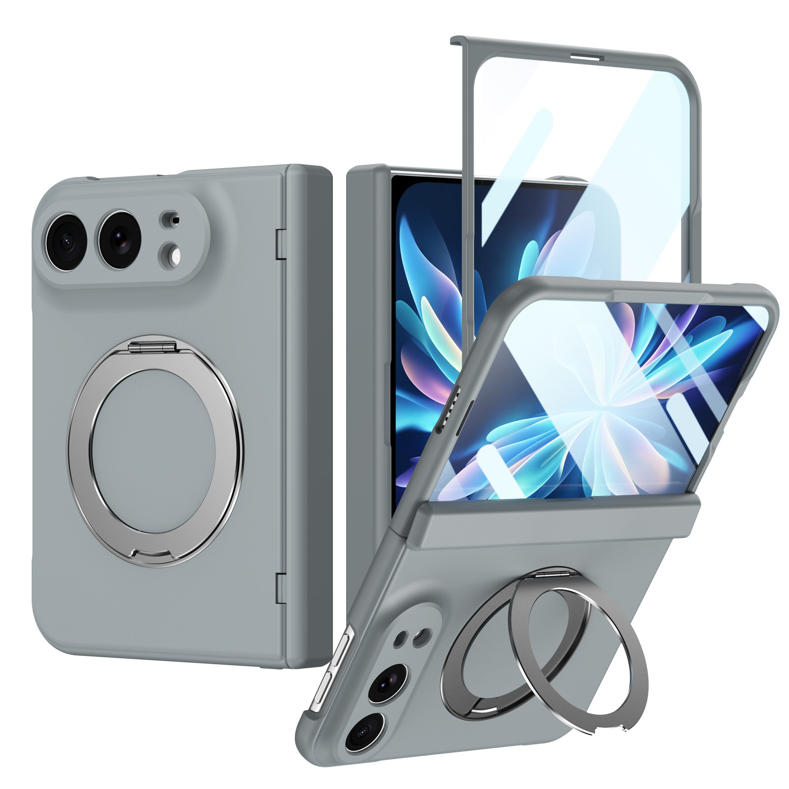 Style 6 — Integrated Film Magnetic Stand Rotating Ring Lens iPhone Case