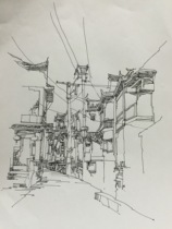 Pure hand-painted sketch generation landscape architecture sketch figure sketch gouache still life Hongcun interior design animation