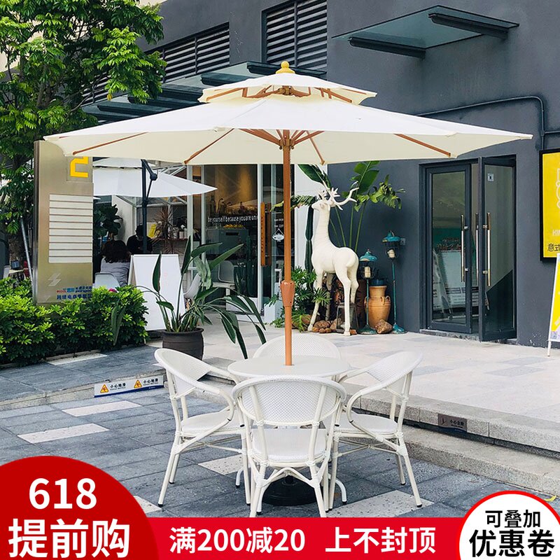 Outdoor Table And Chairs With Umbrella White Outdoor Patio Garden Combo Open Air Casual Outside Pendulum Cafe Milk Tea Shop Table And Chairs