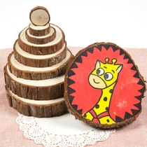 Painting diy hand painting round wood chips raw wood chips solid wood head ornaments base model material fir shooting Road