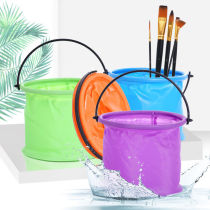 Canvas bucket brush bucket foldable art outdoor pen holder retractable layered pigment multifunctional wash pen