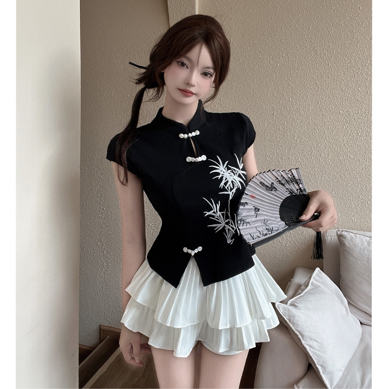 New Chinese-Style National Fashion Cheongsam Knitted Top Pleated Skirt Age-Reducing Professional Suit Foot Bath Ear Cleaning Beauty Salon Work Uniform New Chinese-Style National Fashion Cheongsam Knitted Top Pleated Skirt Age-Reducing Professional Suit Foot Bath Ear Cleaning Beauty Salon Work Uniform