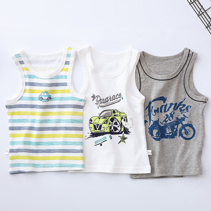 3-pack children's cotton boy's I-shaped hurdle vest summer thin Japanese sleeveless suspender bottoming shirt top