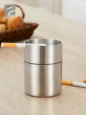 304 stainless steel ashtray thickened and raised windproof car stainless steel ashtray creative living room office