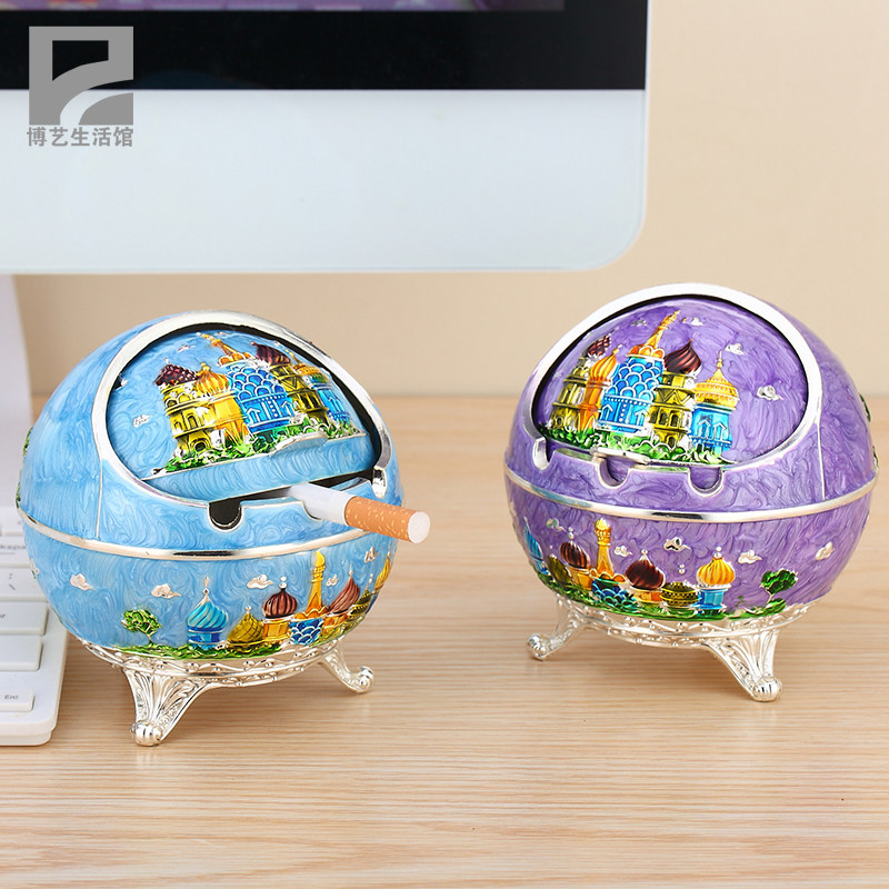 Eurostyle Multi-functional Tobacco Ashtray With Lid Fashion Creative Personality Trend Living Room Office Home with foot cigarette ashtray