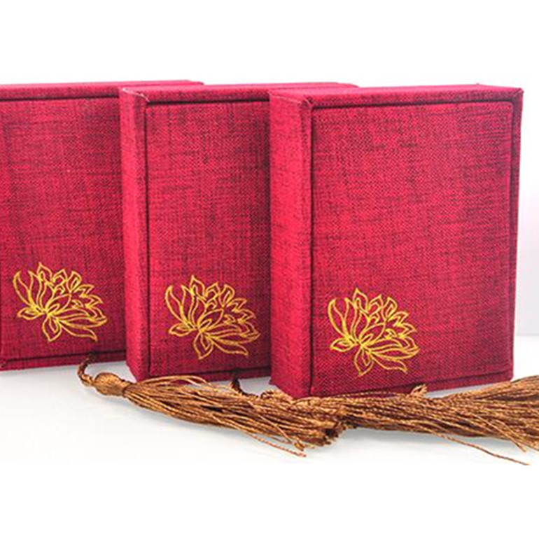 New guzheng nail box square with tassel fabric exquisite retro printing pipa armor tape storage box