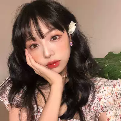 Wig female wool roll long hair Qi banghai short hair haze blue natural full head clavicle hair net red new wig