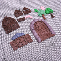 Flip sugar tree fairy tale hut turn sugar silicone mold wooden door cartoon castle window turn sugar mold Z65-Z69