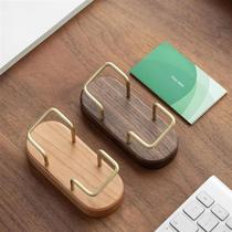 Elliptical Black Walnut Wooden Card Holder Wooden Card Stora