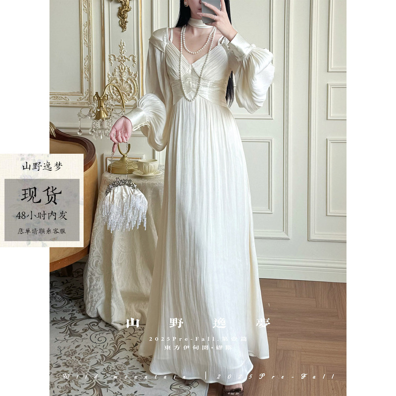 Mountain Wild Dream'Muse' Artistic Greek Goddess Style Oversized Lantern Sleeve Spring/Summer Waist-Cinching Dress
