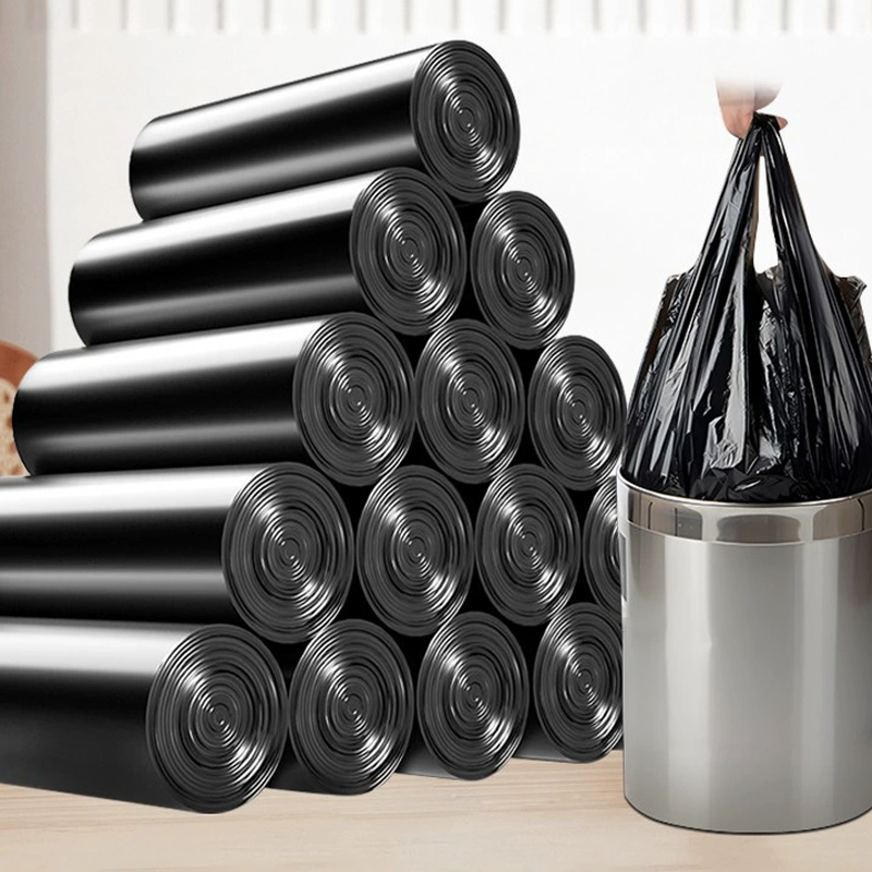 恒澍黑色垃圾袋家用加厚手提式中大号背心款厨房清洁塑料袋实惠装