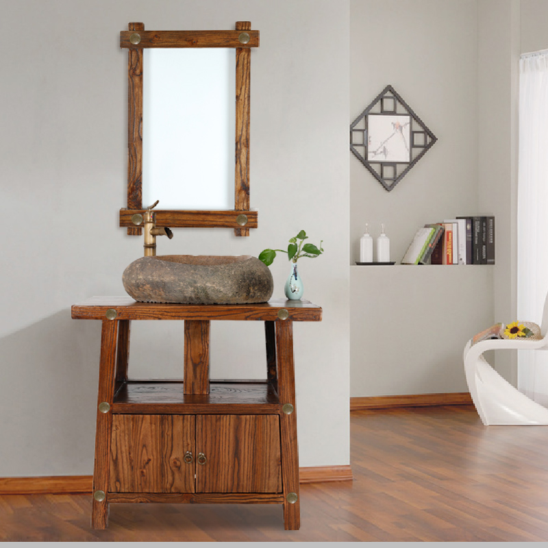 Elm Furniture Chinese Antique Bathroom Cabinet Bathroom Cabinet Combination Washbasin Cabinet Floor Solid Solid Wood