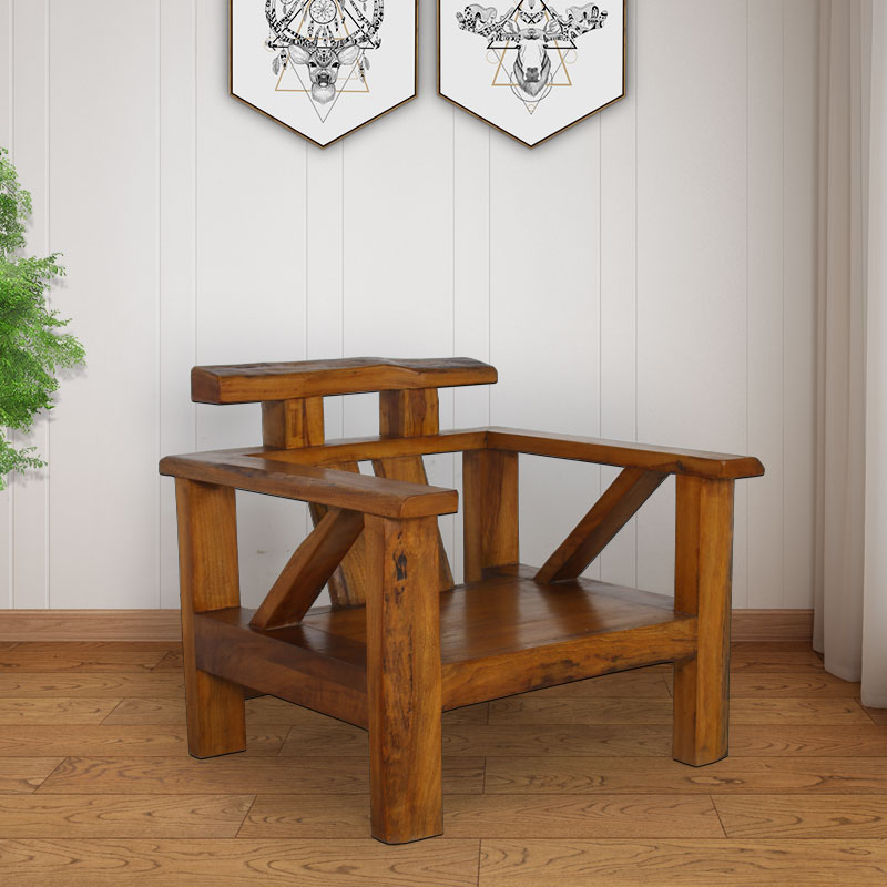 Creative Personality Sofa Chair Solid Wood Master Chair Tea Chair Home Single Armchair Log Backrest Casual Chair