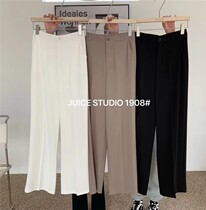 JUICE1908 Korean version of slim fit slim fit pants straight barrel long pants woman 2022 spring 100 lap loose with high waist and wide leg pants