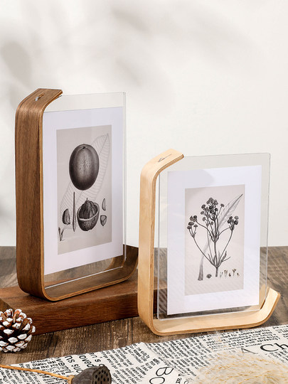 Black Walnut Nordic Acrylic Transparent Display Stand with a High-End Feel ins Simple 6-Inch 7inch 8inch Photo Printing into a Frame
