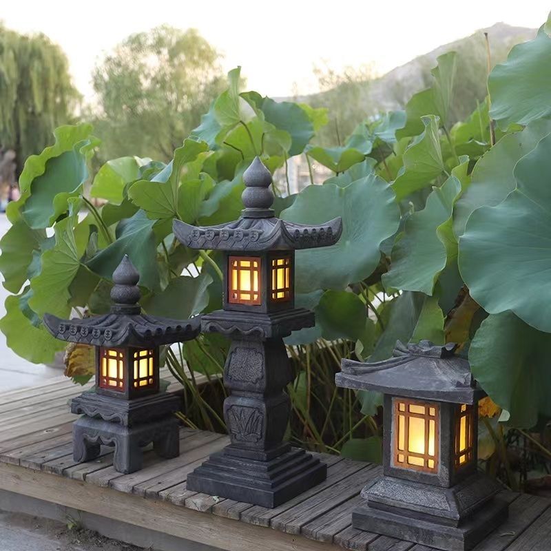 Chinese-Style Imitation Stone Lamp, Solar Stone Lamp, Courtyard Stone Lamp, Decorative Garden Floor-Standing Landscape Outdoor Japanese-Style Stone Lamp Chinese-Style Imitation Stone Lamp, Solar Stone Lamp, Courtyard Stone Lamp, Decorative Garden Floor-Standing Landscape Outdoor Japanese-Style Stone Lamp