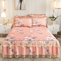 Full cotton thickened laminated cotton bed Lace Lace lace bedcover pure cotton small crummy bed protective sleeve dust-proof flower single piece