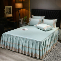 60 tribute satin long suede cotton bed dress full cotton European style lace embroidered bed cover pure cotton single bed cover can be matched with four pieces