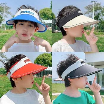 Children's Hat Summer Boys' Visor Hat Baby Wide Brim Girls' Sunshade Uv Protection Sun Hat Windproof