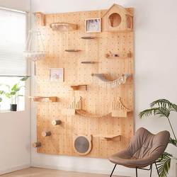 Wall-type Cat Climbing Rack Water Wood Raw Hole Board Cat Wall Solid Wood Punch-free Cat Nest Integrated Cat Rack Cat Springboard