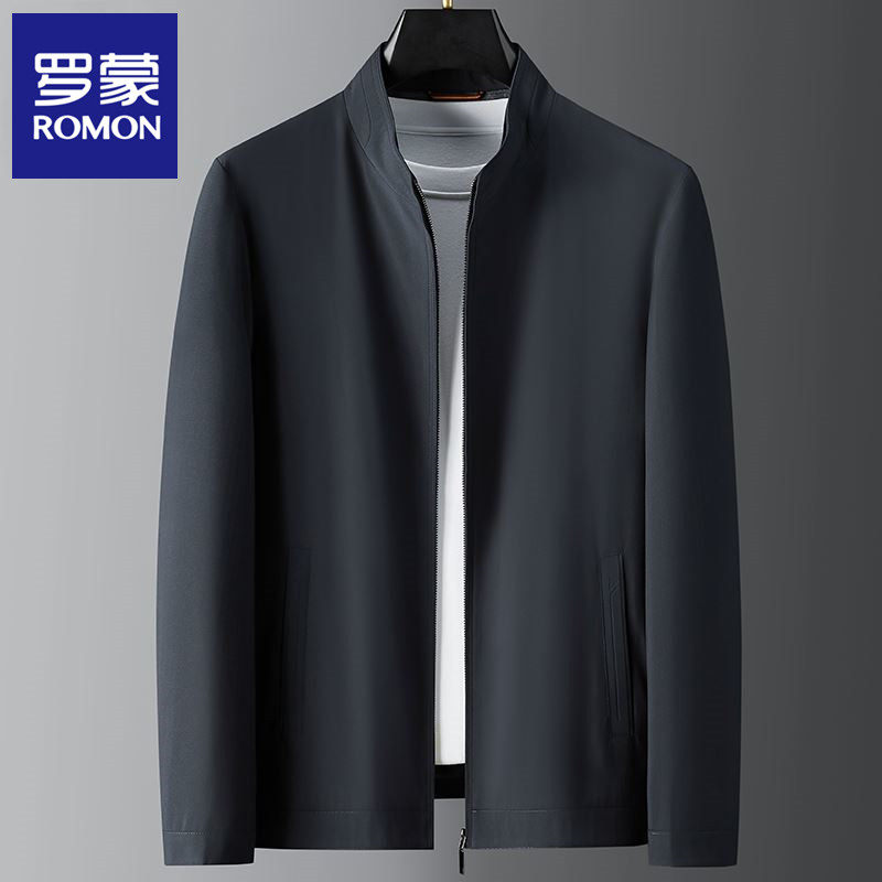 Romon jacket jacket men spring and autumn new high-end business casual middle-aged dad wear thin stand-up collar jacket
