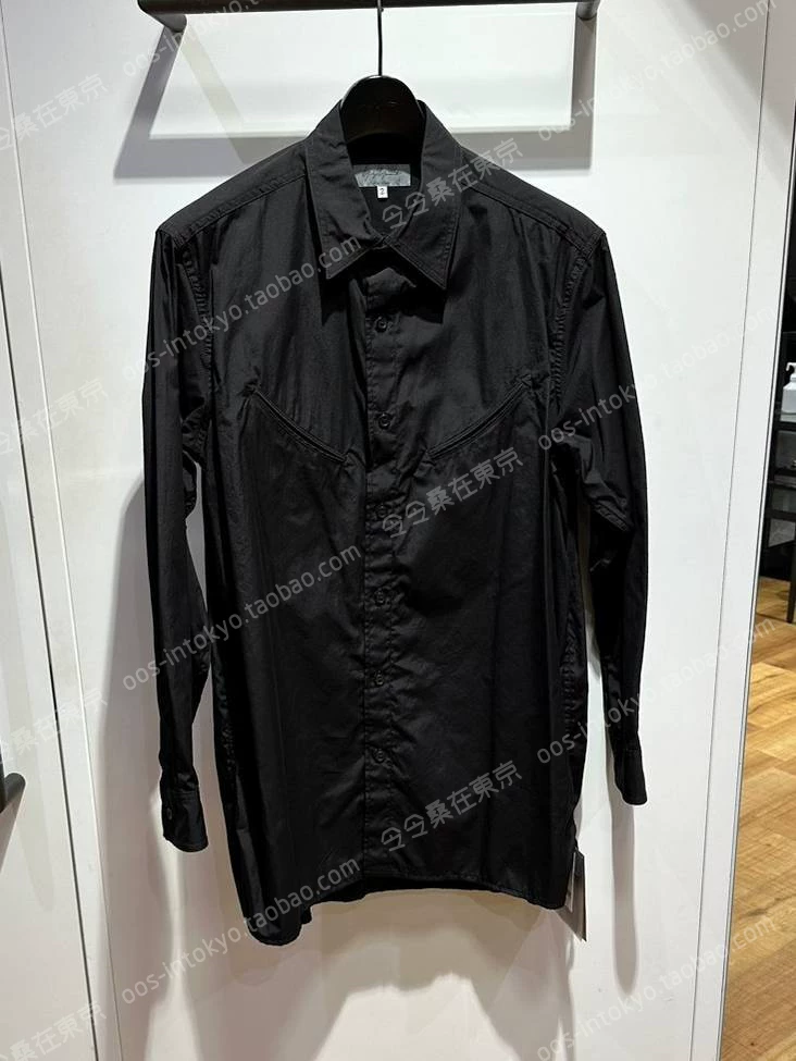 !Японский закупочный агент Yohji Yamamoto мужской 23AW хлопковая рубашка с карманом длинный рукав, мужской