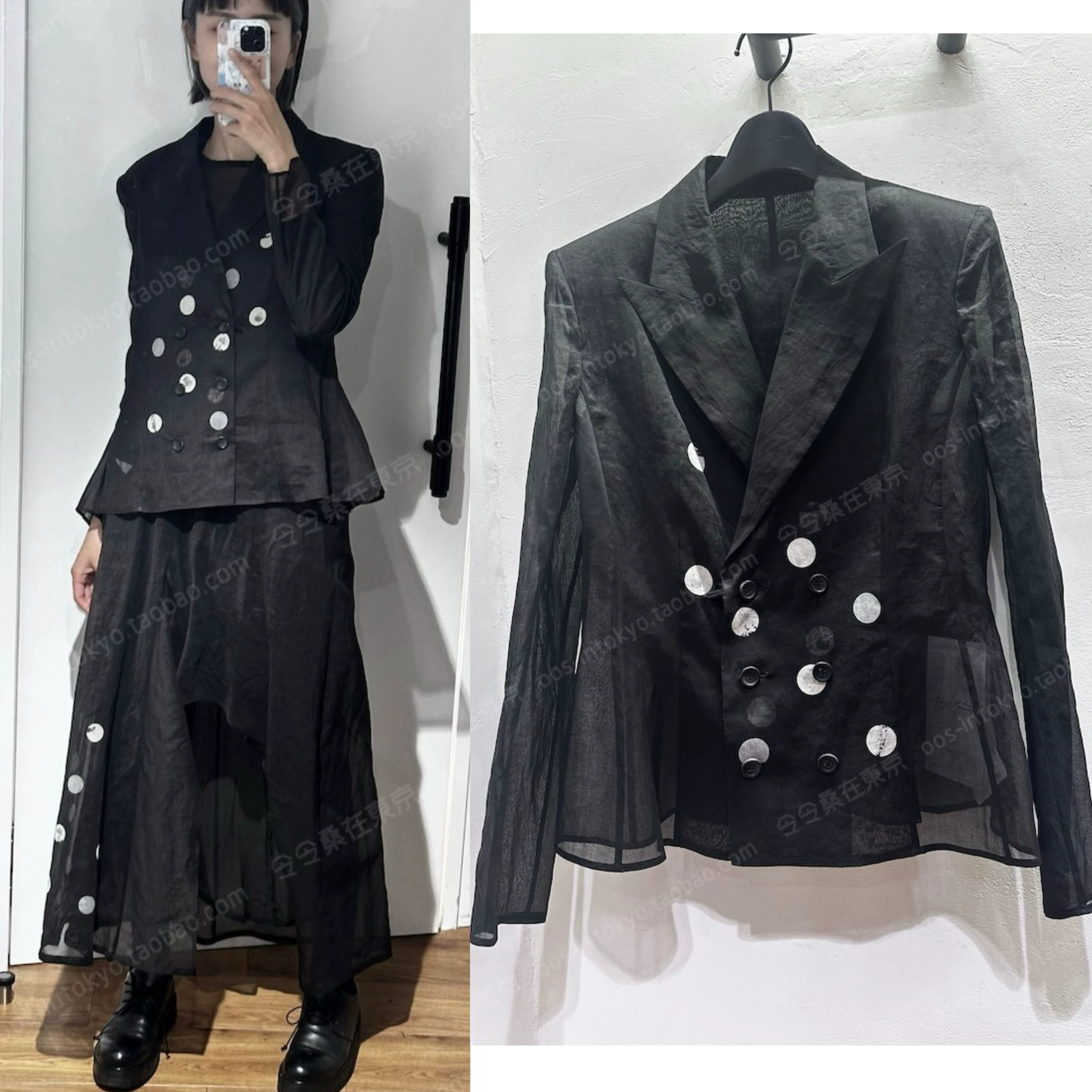 !!LOOK35 японский закупочный агент Yohji Yamamoto 24SS двубортный пиджак в горошек с западным воротником