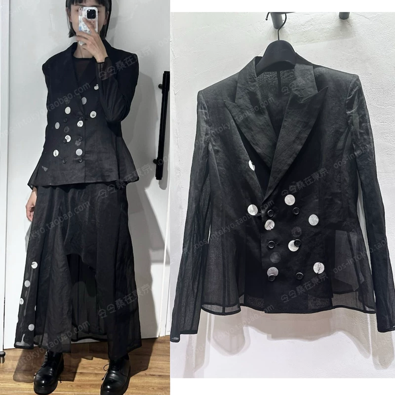 !!LOOK35 японский закупочный агент Yohji Yamamoto 24SS двубортный пиджак в горошек с западным воротником