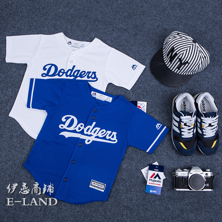Đồng phục bóng chày Dodgers đường phố quần áo khiêu vũ trẻ em mặc cha mẹ và con mặc vài đồ thể thao giản dị ngắn tay T-Shirt bộ adidas hồng