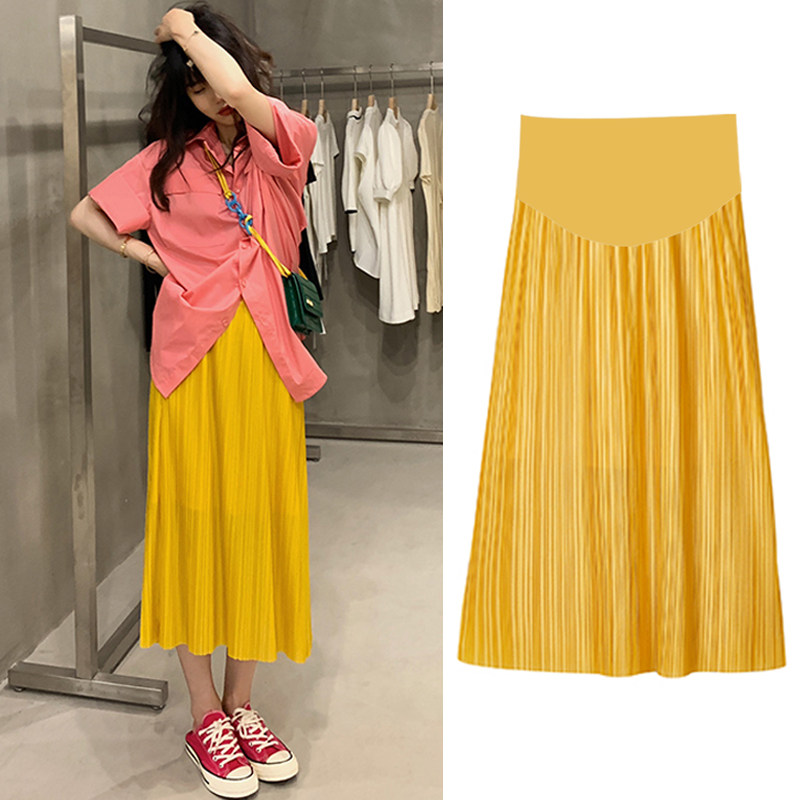 Net red maternity skirt spring summer 2022 new mid-length chiffon pants pleated skirt loose split versatile skirt
