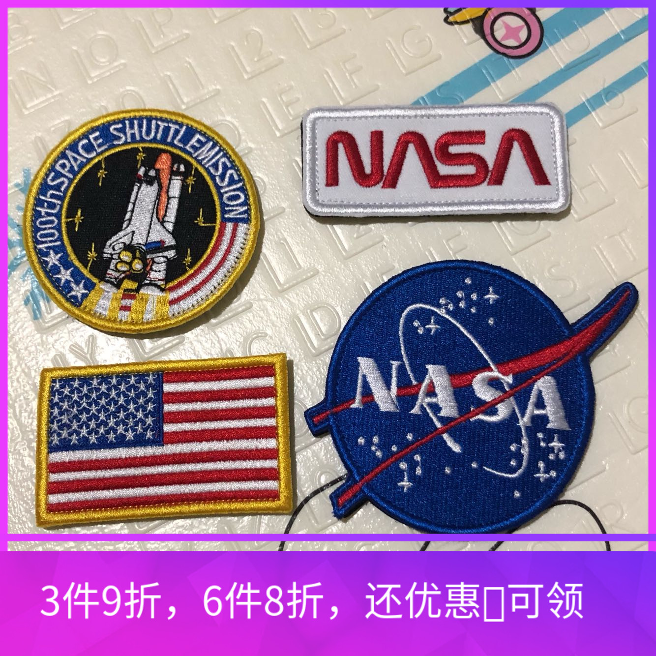 NASA American Space Apollo MA-1 Flight Jacket Patch Embroidery Arm Badge Magic Sticker SHOULDER BAG Souvenir Badge