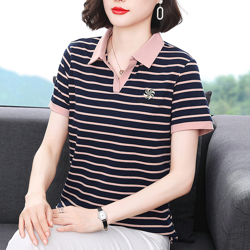 Pure Cotton Short-Sleeved T-Shirt for Women, Summer Wear for Mothers, 2026 New Style, Large Size for Middle-Aged and Elderly People, Stylish Top, Fashionable Polo Shirt Pure Cotton Short-Sleeved T-Shirt for Women, Summer Wear for Mothers, 2026 New Style, Large Size for Middle-Aged and Elderly People, Stylish Top, Fashionable Polo Shirt