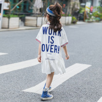 Girls dress dress pure cotton short sleeve summer dress 2022 new ocean gas mesh red children dress CUHK Scout skirts