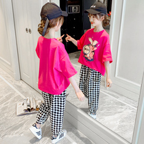 Girl Short Sleeve T-shirt Pure Cotton 2022 New Summer Dress Ocean Gas Childload Wave Children CUHK Kids Summer Half-sleeve Blouse