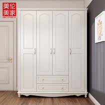 Korean adult wardrobe simple bedroom pastoral European four-door wardrobe small apartment children white clothes cabinet