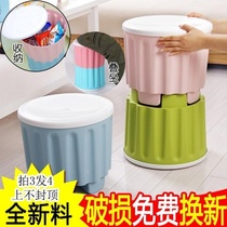 Seat Bathroom entrance bench Shoe stool Bucket storage box door plastic storage stool Pier shoe cabinet round table