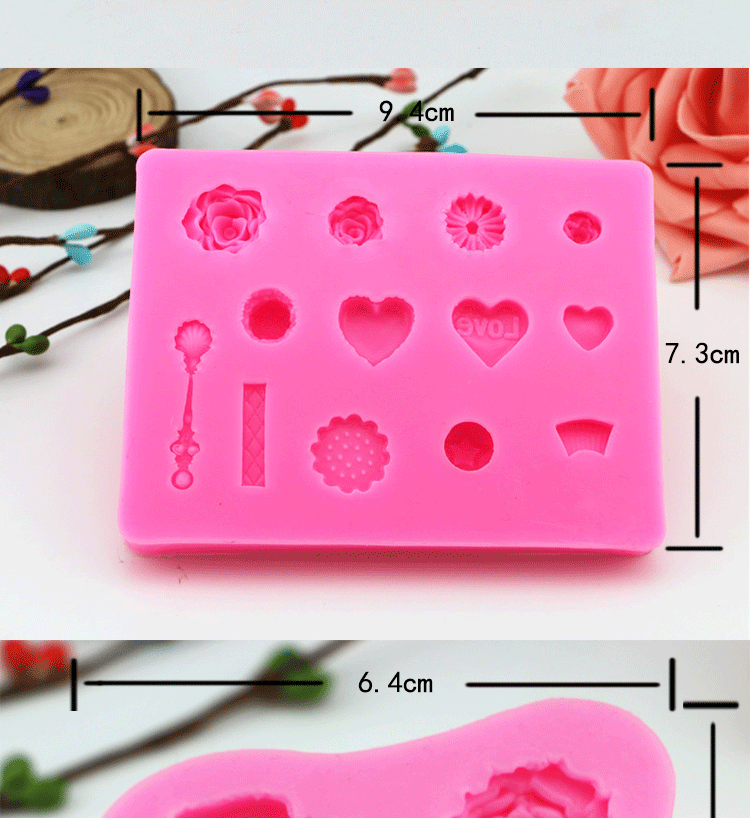 Bộ sưu tập khuôn silicon đất sét tráng miệng hoa vỏ váy macaron bánh dưới cùng chữ và số phụ kiện đất kem - Tự làm khuôn nướng khuôn kem