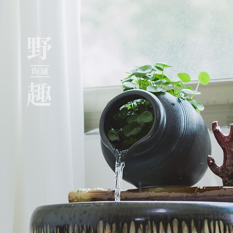 Ancient Pharaonic Fish Tank Pottery Jar Retro Flow Water Cycle Decoration Pendulum water peels Green Planted Marsh filter notch Inverted Vase-Taobao