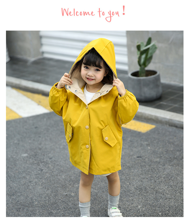 Áo gió bé gái xuân hè 2019 áo khoác bé gái mới trong phần dài bé gái bé gái phiên bản Hàn Quốc của áo ngoại - Áo khoác áo khoác trẻ em