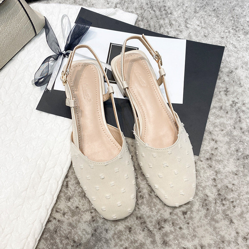 Flat sandals female fairy style 2022 spring and summer new Korean version all-match student fashion leather toe shoes