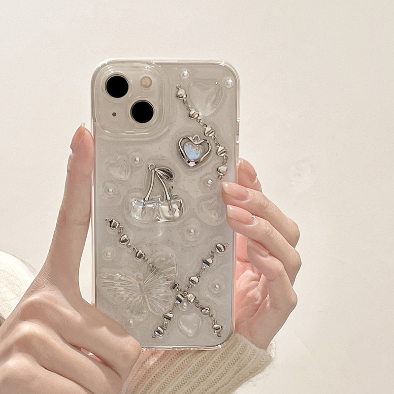Y2K Millennium Sweet Cool Spicy Girl Chain Case Suitable for Apple 15 14 Phone Case iPhone 13 Pro Cherry 11 Female Model 12 Diamond XS Max Protective Cover Xr Creative 16 Plus Niche 13 Mini