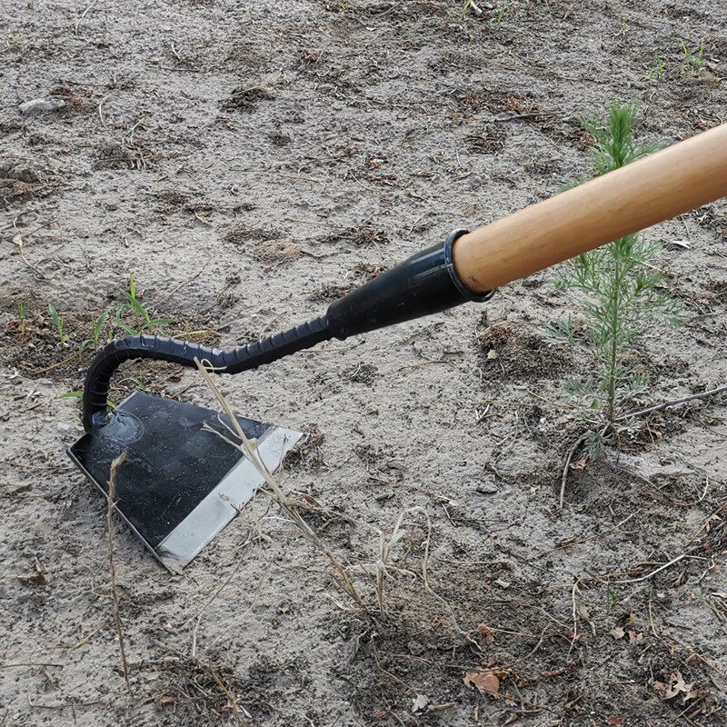 Hoe weeding farmer tool wooden handle hand hoe round square grass hoe clear grass field open land planting vegetable farmland loose soil hoe grass
