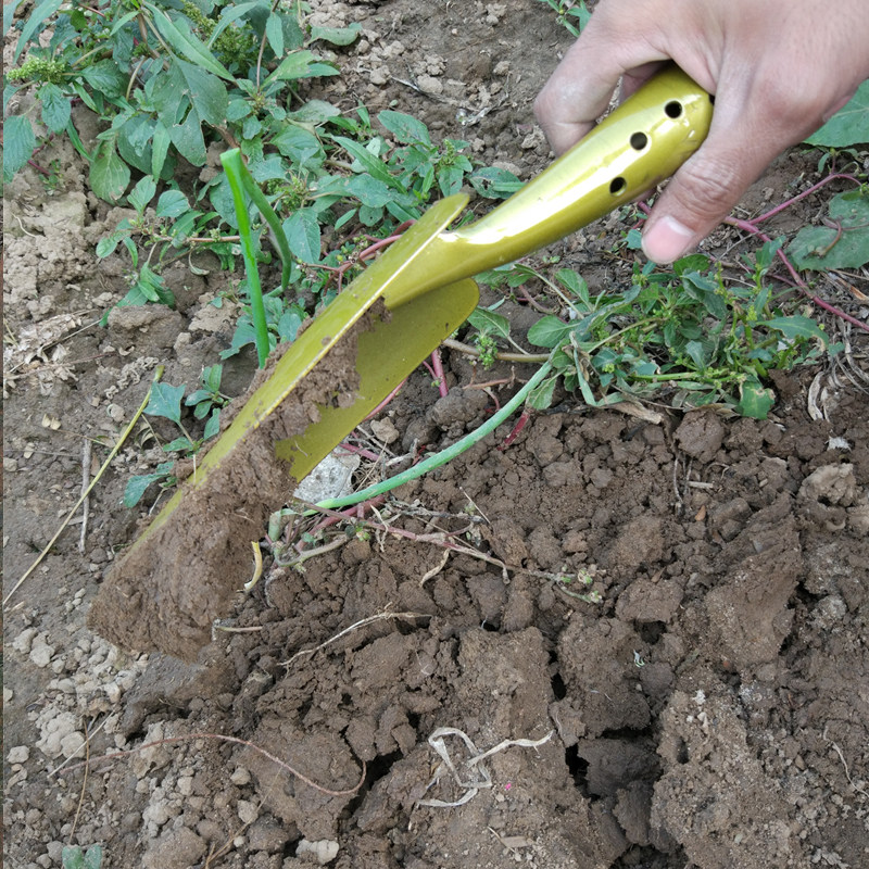 Tree planting digging Wild vegetables planting flowers Wooden handle Gardening pointed square shovel Small iron shovel Steel shovel Fishing shovel Outdoor all-steel small shovel