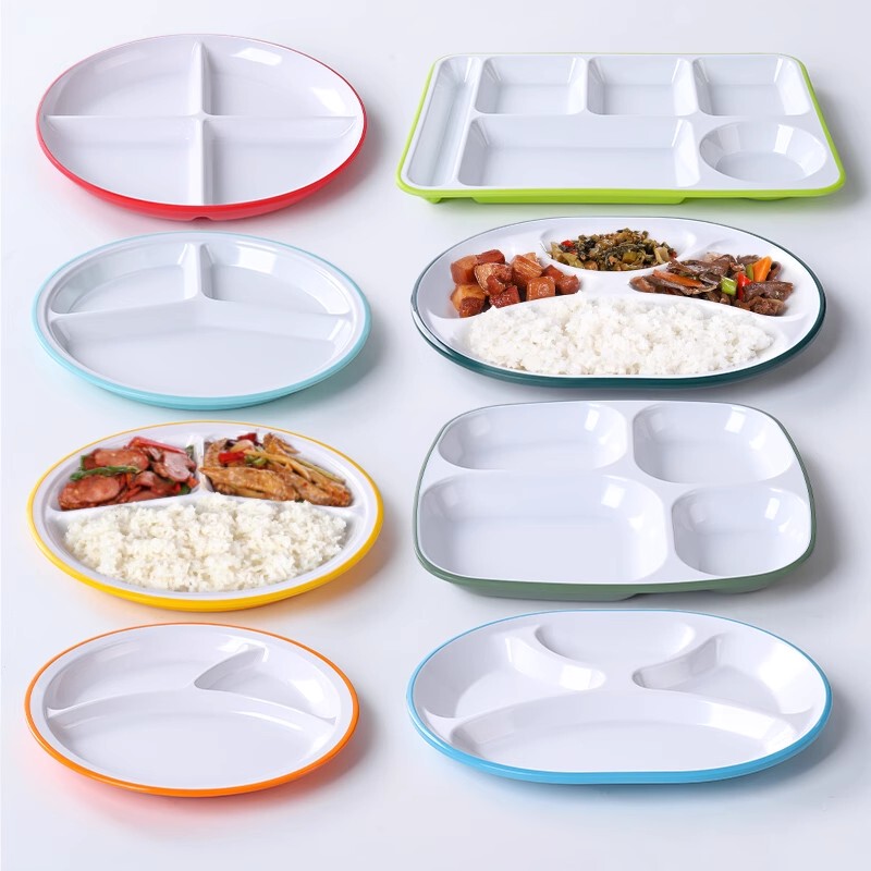 School Factory Canteen Special Fast Food Plate Plastic Melamine Four-Grids Six-Grids Imitation Porcelain Commercial Dinner Plate Divided Meal Plate School Factory Canteen Special Fast Food Plate Plastic Melamine Four-Grids Six-Grids Imitation Porcelain Commercial Dinner Plate Divided Meal Plate