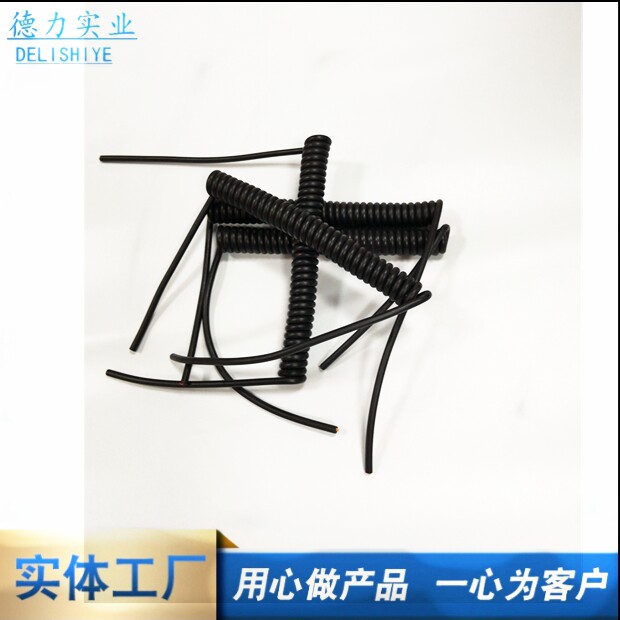 National standard copper core PU spiral cable wire black bright 12 2 0 3 0 squared abrasion resistant high-quality stretch spring wire